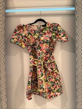 Floral Belted Mini Dress in Multicolor